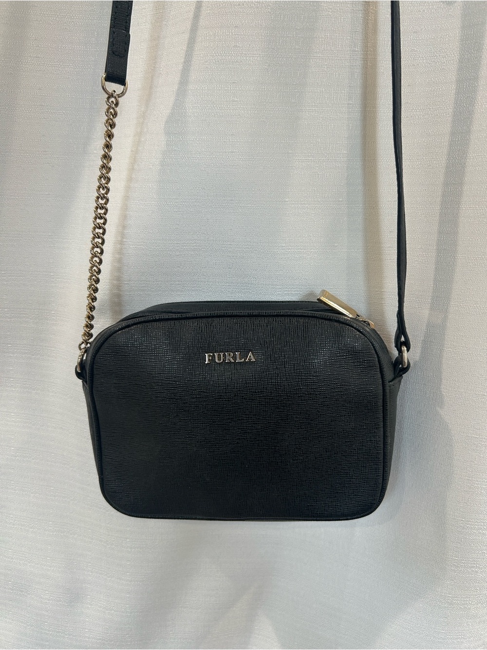 Furla Black Saffiano Camera Bag